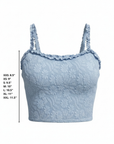 Azure Top | Textured Light Blue Scoop Neck Ruffle Tankini Top