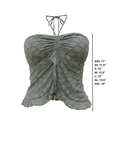 Sierra Top | Blue Textured Floral Halter Tankini Top