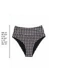 Bristol High Waisted Bottoms | Black & Cream Houndstooth Full Coverage Bikini Bottoms