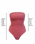 Berry One Piece Swimsuit | Pink Ruched Adjustable Strap Straight Neckline One Piece