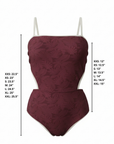 Venus One Piece Swimsuit | Burgundy Floral Textured One Piece Swimsuit