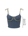 Harbor Tankini Top | Blue Green Retro Striped Underwire Modest Tankini Top