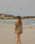 Full coverage spring green modest bikini bottoms