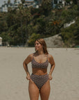 Chloe High Waisted Bottoms | Brown Dainty Floral Full Coverage Bottoms