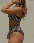 Chloe High Waisted Bottoms | Brown Dainty Floral Full Coverage Bottoms