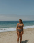 Chloe High Waisted Bottoms | Brown Dainty Floral Full Coverage Bottoms