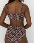 Chloe High Waisted Bottoms | Brown Dainty Floral Full Coverage Bottoms
