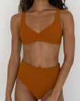 Ember Bikini Top | Ribbed V Neck Underwire Bikini Top