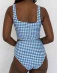 Georgia High Waisted Bottoms | Gingham Seamless Waist Bikini Bottoms