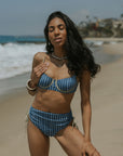 Harbor Bikini Top | Blue Green Retro Striped Underwire Bikini Top