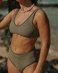 Textured Neutral V Neck Bikini