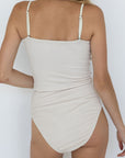High Tide Top | White Strapless Crinkle Textured Tankini Top