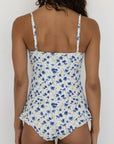 Iris One Piece | Floral Ruffle Swimsuit with Notch Neck