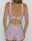 June Bodysuit | Floral Square Neck Swim Bodysuit with Shorts