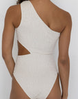 Lucia One Piece Swimsuit | One Shoulder Textured Beige Swimsuit for Women