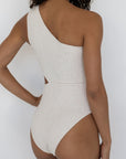 Lucia One Piece Swimsuit | One Shoulder Textured Beige Swimsuit for Women