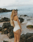 Floral Textured Off White Monokini