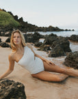 Full Coverage Floral Beige Textured One Piece Swimsuit