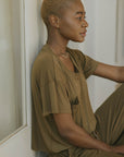 Green bamboo matching sleepwear set for women.