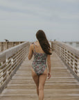 womens modest one piece floral swimsuit vintage style high leg cut tie straps sweetheart neckline