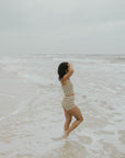 high waisted swim shorts modest vintage trendy checkered pattern bikini bottoms