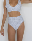 Magnolia High Waisted Bottoms | White Floral Bikini Bottoms