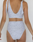 Magnolia High Waisted Bottoms | White Floral Bikini Bottoms