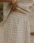 Matching linen lounge set for women.