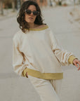 French terry crewneck in neutral cream.