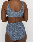 Pacific Bikini Top | Blue Athletic Scoop Neck Bikini Top