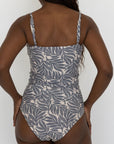 Palma Top | Leaf Print Straight Neck Tankini Top