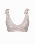 Blush Bikini Top | Pale Pink Floral V-Neck Swim Top