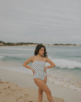 White and Navy Strapless Full Coverage Bikini Set