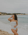 White Floral Stretchy Strapless Modest Full Coverage White FloralBikini Set