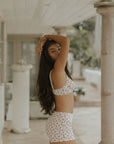 Rosie High Waisted Swim Shorts | Dainty Floral Full Coverage Modest Swim Shorts
