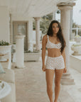Rosie High Waisted Swim Shorts | Dainty Floral Full Coverage Modest Swim Shorts