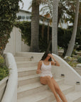 Rosie Tankini Top | Red and White Floral Scoop Neck Tankini Top