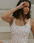 Rosie Tankini Top | Red and White Floral Scoop Neck Tankini Top
