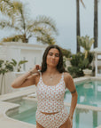 Rosie Tankini Top | Red and White Floral Scoop Neck Tankini Top