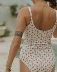 Rosie Tankini Top | Red and White Floral Scoop Neck Tankini Top