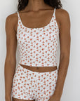 Rosie Tankini Top | Red and White Floral Scoop Neck Tankini Top