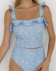 Seaside Top | Floral Ruffle Off Shoulder Tankini Top