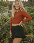 Black High Waisted Swim Shorts