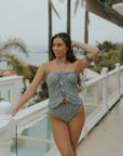 Sierra High Waisted Bottoms | Blue Textured Full Coverage Swim Bottoms