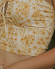 Yellow Floral Cute Detailed Tankini Swimsuit