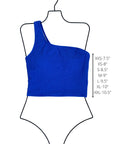 Indigo Top | Crinkle Textured One Shoulder Tankini Top