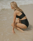 modest black bikini set for women flattering ruching
