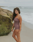 Full Coverage Cute Mauve Tankini for Moms