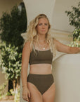 Dark Brown Modest Bikini Set