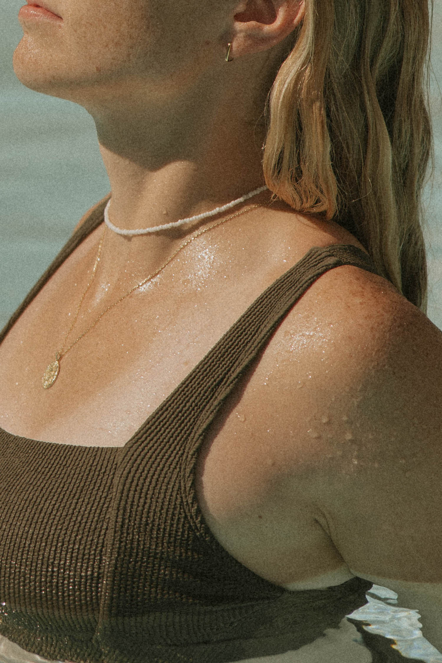 Neutral Brown Modest Bikini Top | Geode Swimwear
